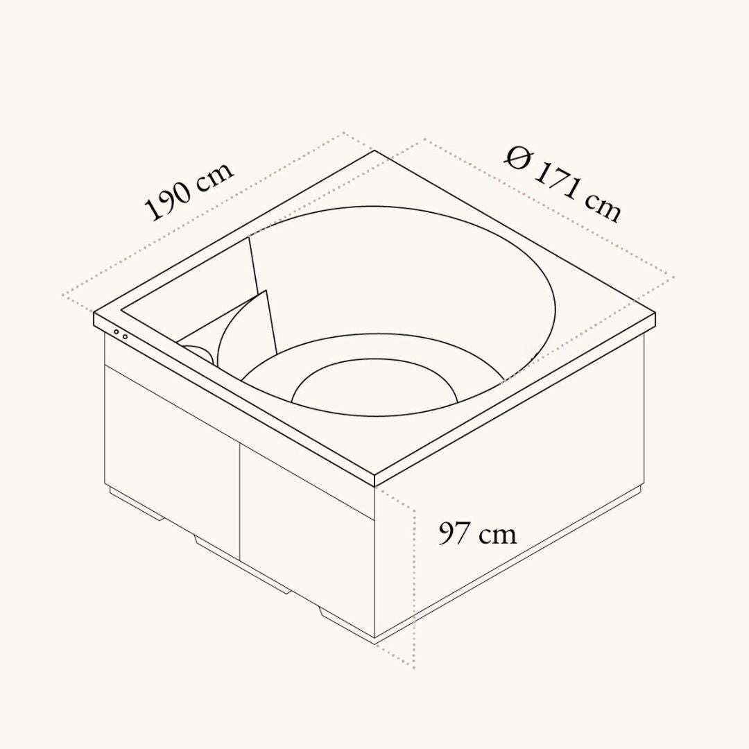 Drop Lampi Compact Outdoor Hot Tub | Dimensions | Cloud Nine Steam