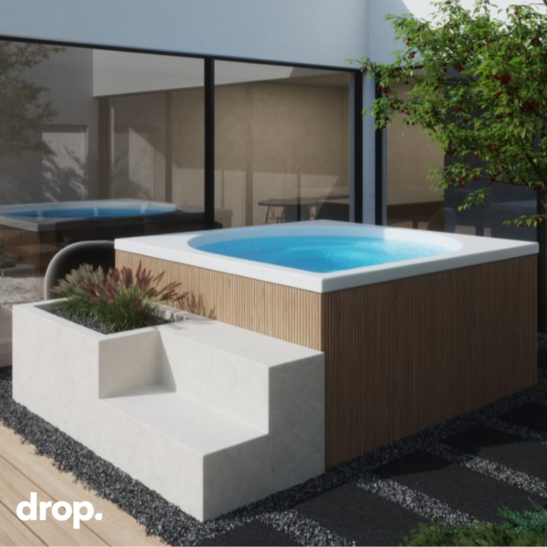 Drop Outdoor Spa Accoya Skirting by Drop Design Pool