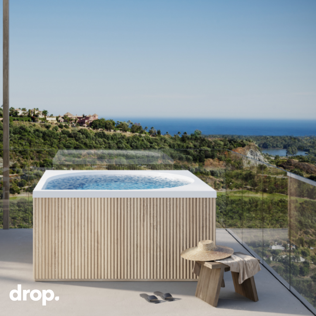 Drop Outdoor Spa Accoya Skirting by Drop Design Pool