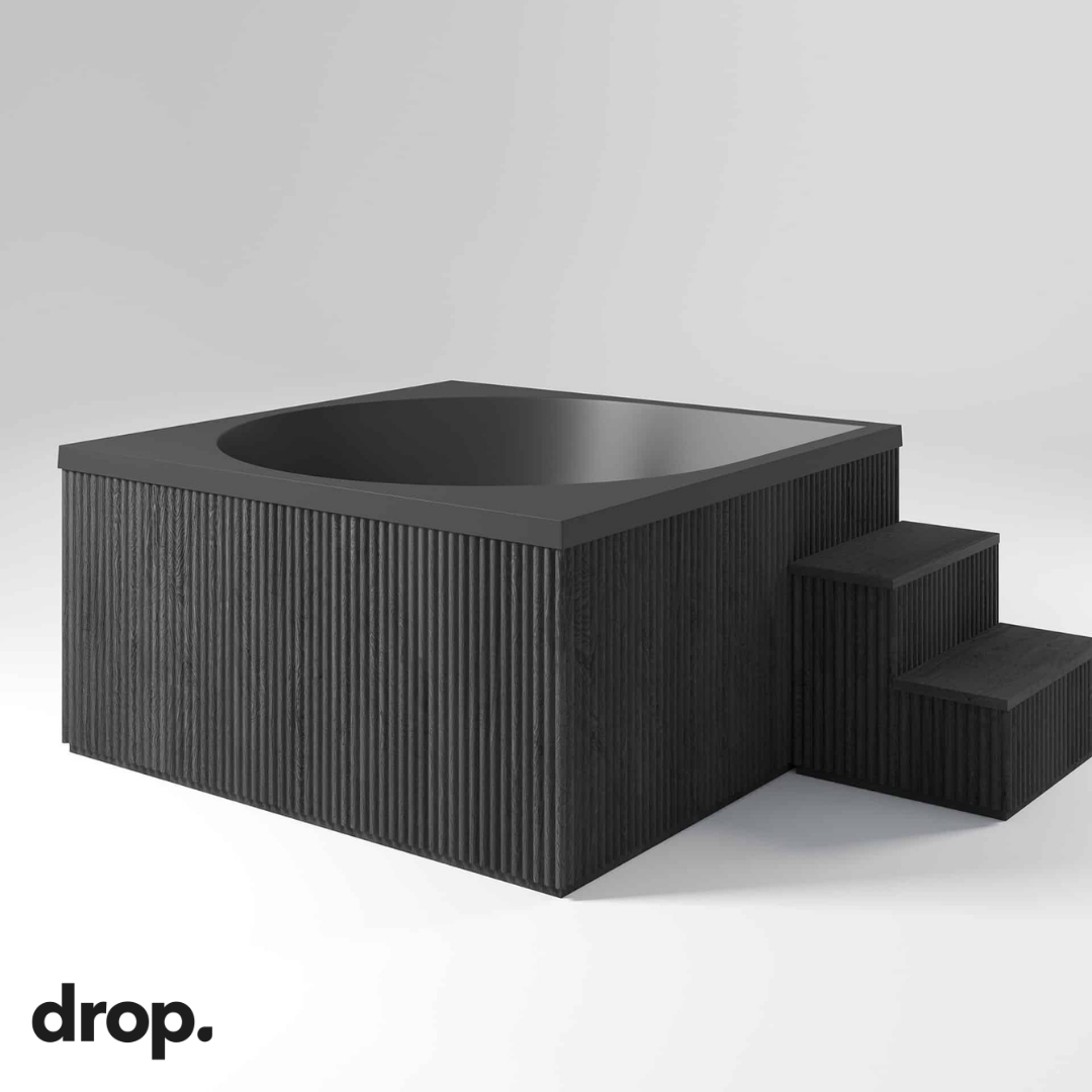 Drop Outdoor Hot Tub Black Timber Skirting by Drop Spa